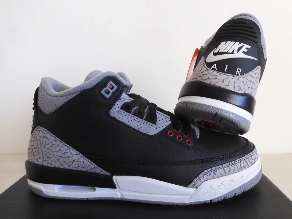 Nike Air Jordan 3 Retro Black Cement 2024 Black-Fire Red-Grey Sz 7Y [DM0967-010] - Image 3 of 4