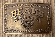 Jim Beam Beam  s Black Label Since 1795 Brass Belt Buckle Vintage