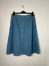 White stuff denim skirt a line buttons floral cottagecore boho earthy midi 12