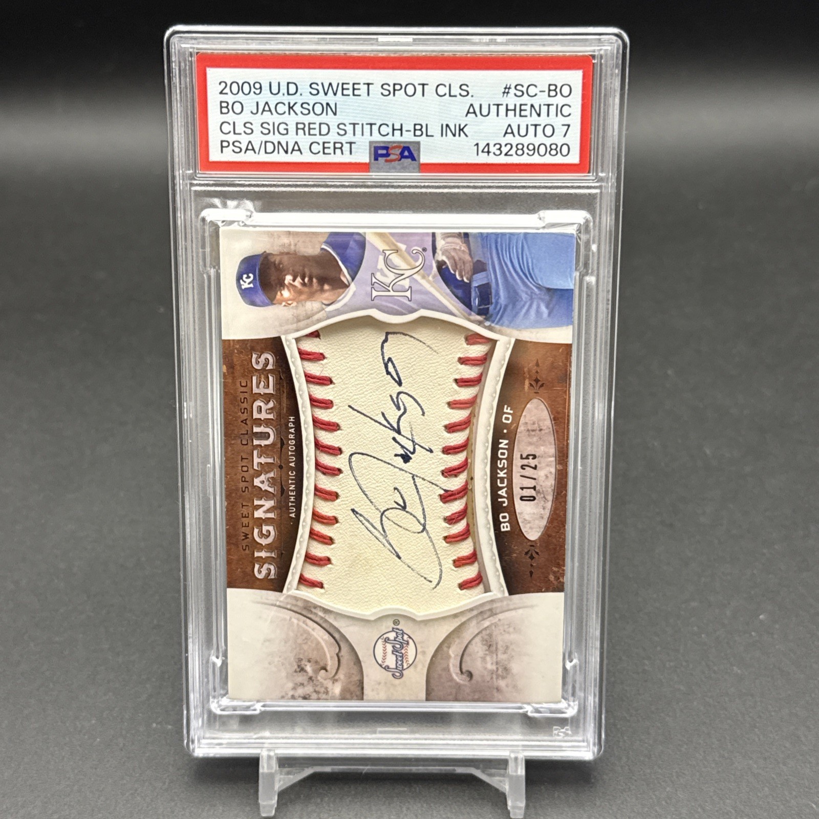 2009 Upper Deck Sweet Spot Classic BLUE INK #01/25 Bo Jackson AUTO PSA DNA view 3