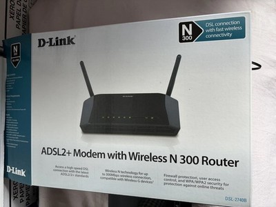 D-Link DSL-2750B Wireless N300 ADSL2+ Modem Router with Power Adapter