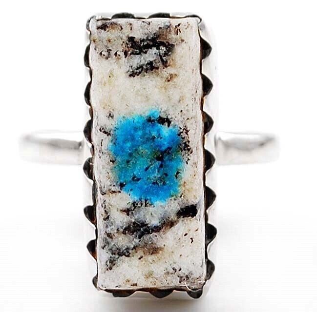 Natural K2 Blue Azurite In Quartz 925 Sterling Silver Ring Jewelry Sz 6 @9-4