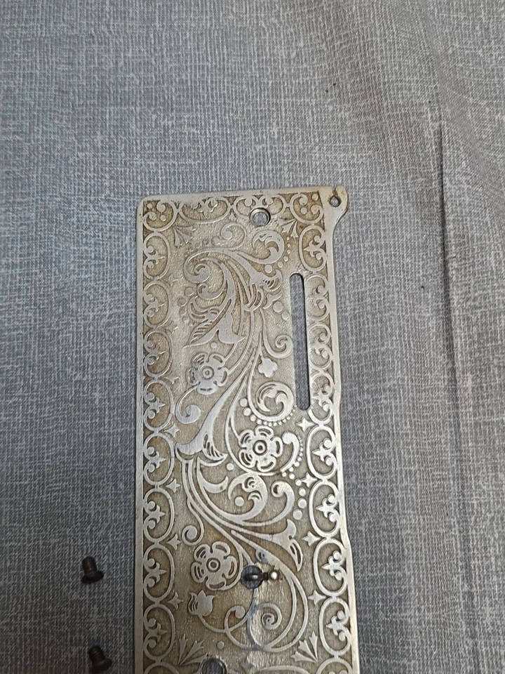 Ant. 1901 Singer Machine Sewing Machine Model 27 Face Plate With Screws - Image 2 of 4