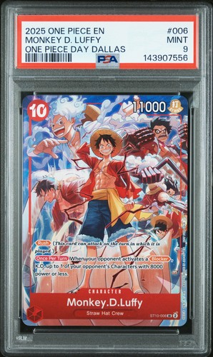 PSA 9 2025 One Piece Promos #006 Monkey D. Luffy Dallas Day MINT