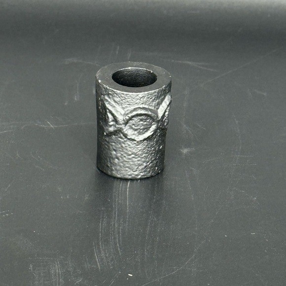 Textured Black cast iron tapered candle holder
