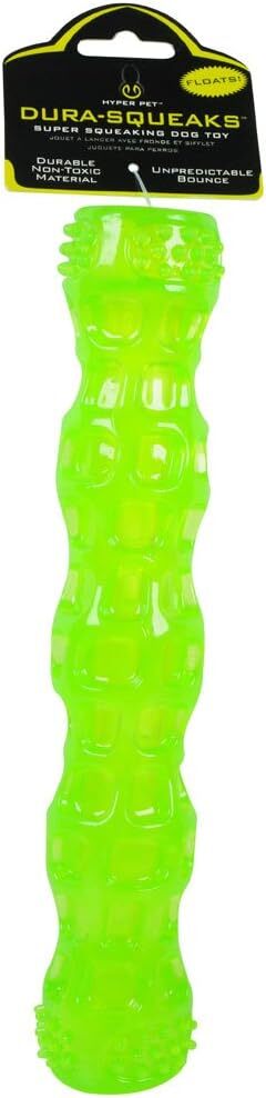 Hyper Pet Dura-Squeaks Stick Dog Toy, Large, Green 