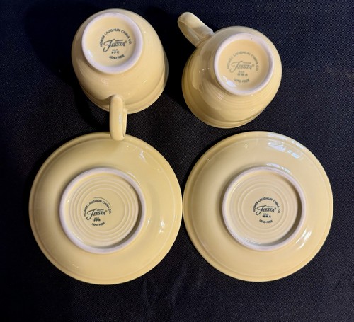 Vintage Fiestaware Yellow 4 Pc Cup & Saucer Set 2000’s Homer Laughlin EUC - Picture 3 of 11