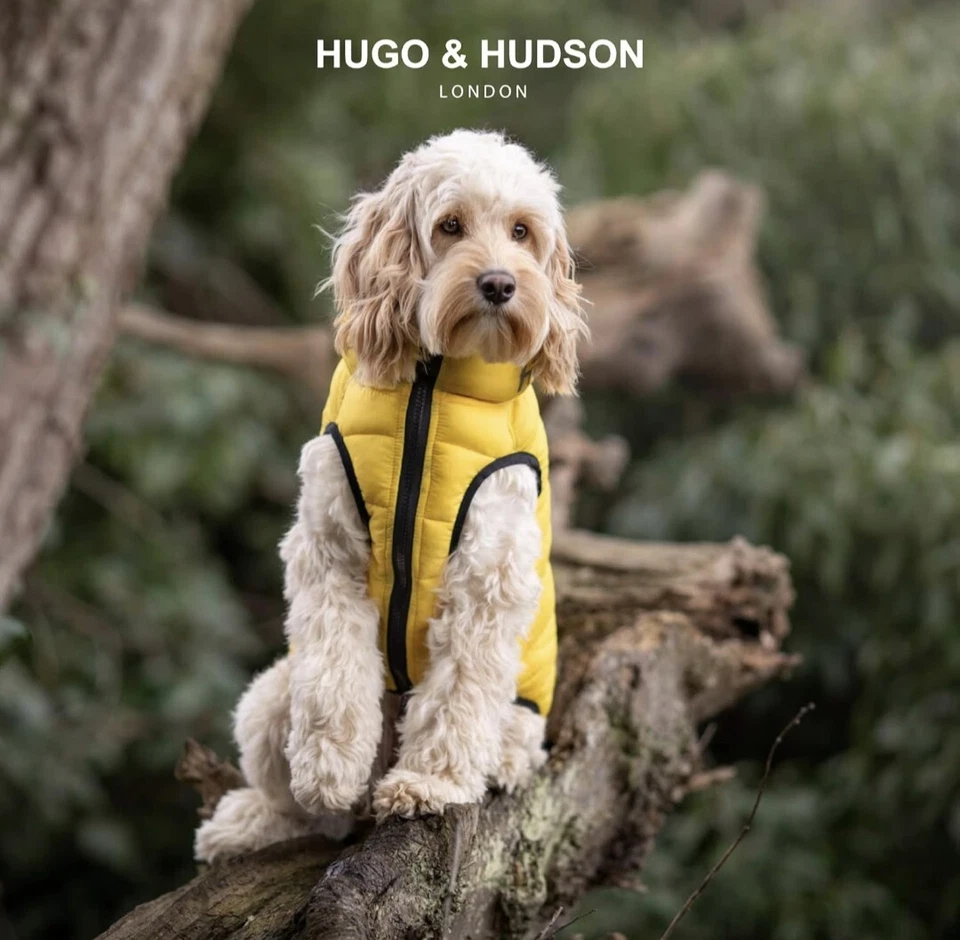 HUGO & HUDSON Reversible DOG Puffer Jacket VEST, Size L-65, Yellow & Gray, NEW! - Image 2 of 4