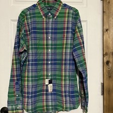 Polo Country Button Up Shirt Mens XL Green Custom Fit Plaid Ralph Lauren NEW D