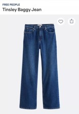 Free People We The Free Tinsley Baggy Jeans High Rise Straight Leg 32 NWT