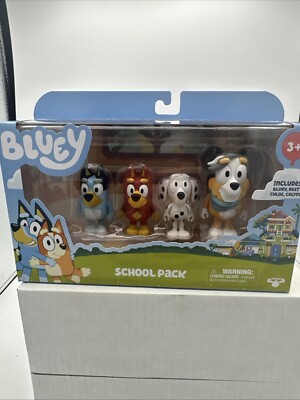 Bluey & Friends School Pack Bluey, Rusty, Chloe, Calypso Figures
