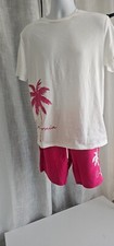 Men Tropical Print Tee  Drawstring Waist Shorts Set Size M NEW
