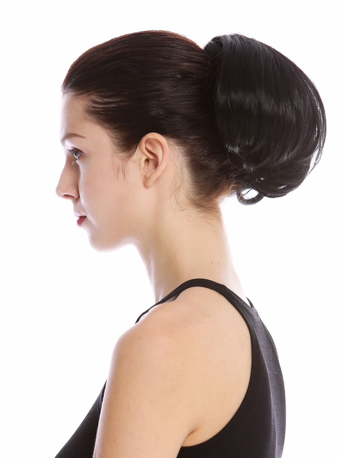 Hairpiece Bun Ponytail Short Smooth Voluminous Black 909AB-V-1