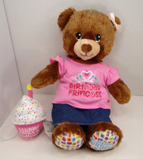 Build A Bear Happy Birthday Bear Plush W Cupcake  Princess Shirt "16