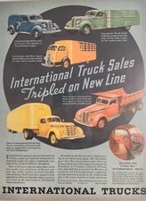 1937 Print Ad International Harvester Trucks 5 Models Shown Semi,Dump Truck