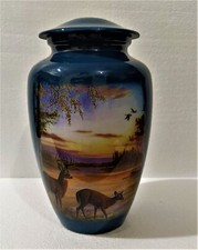 Deer Pair Stag Design Urn Human Ashes Adult Cremation Urns with Velvet Bag 10" u