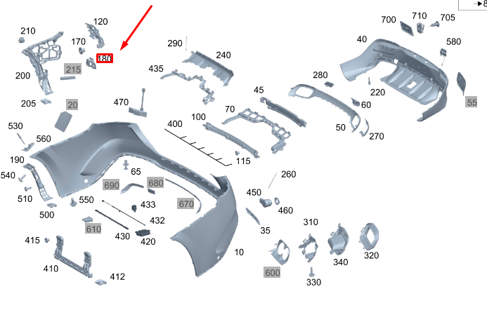 MERCEDES-BENZ GLE W167 COUPÉ ABSORBEUR DE PARE-CHOCS ARRIÈRE A1678855707