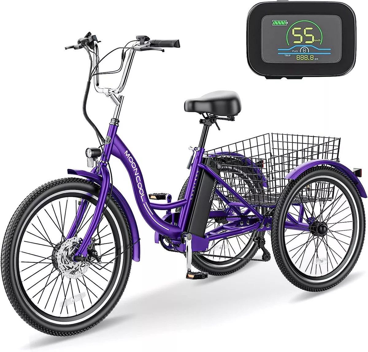 Electric Tricycle 3 Wheel Bike for Adult with 350w Motor Removable Battery