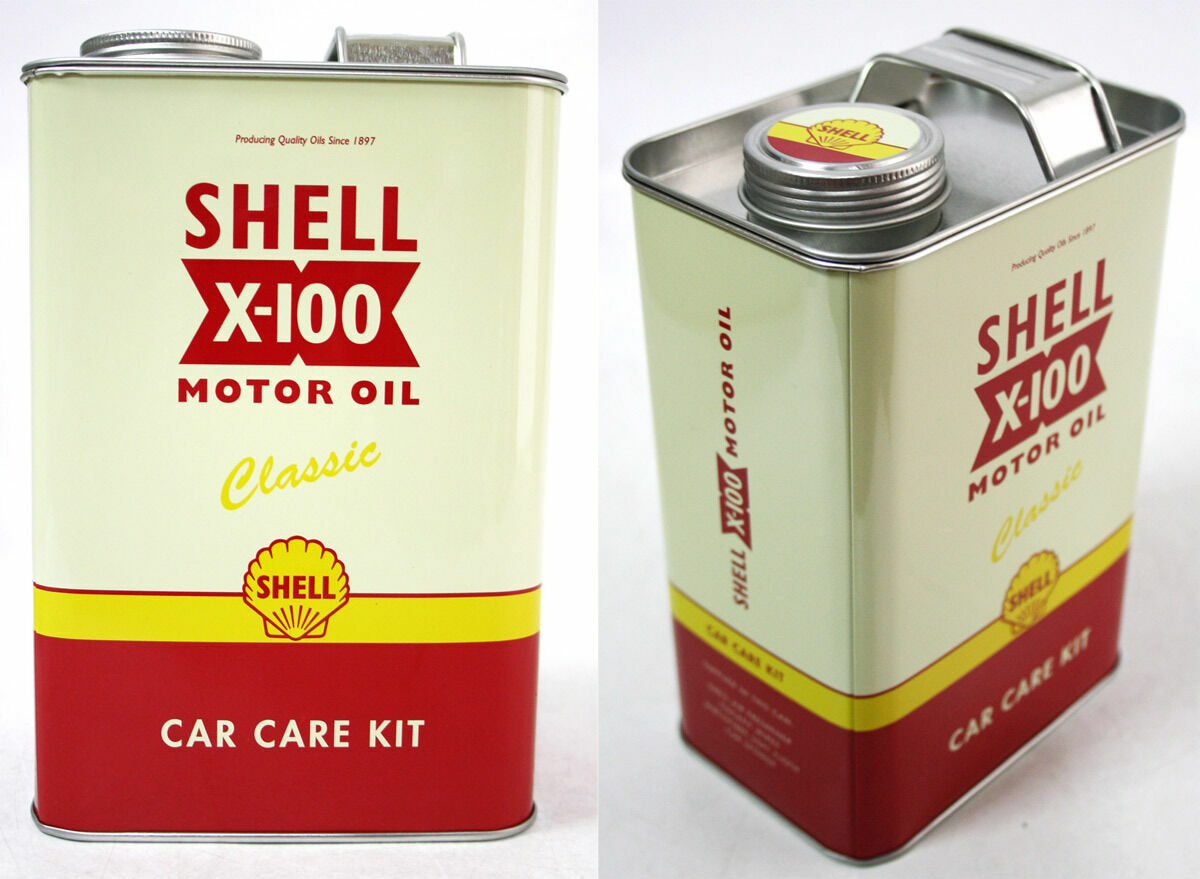 Shell X 100 Car Care Kit Retro Tin Metal Box Celebrating 1 Years Ebay