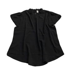 Romwe Women's Elegant Short Sleeve Mock Neck Workwear Blouse Black XL-Plus