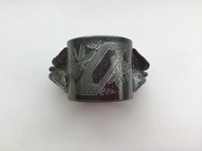 antique meridon silver plated monorgrammed napkin ring holder Vgc