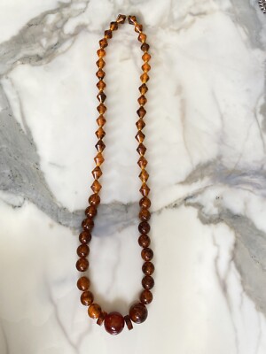 Collier Ancien En Bakélite Couleur Ambre - Vintage - Occasion