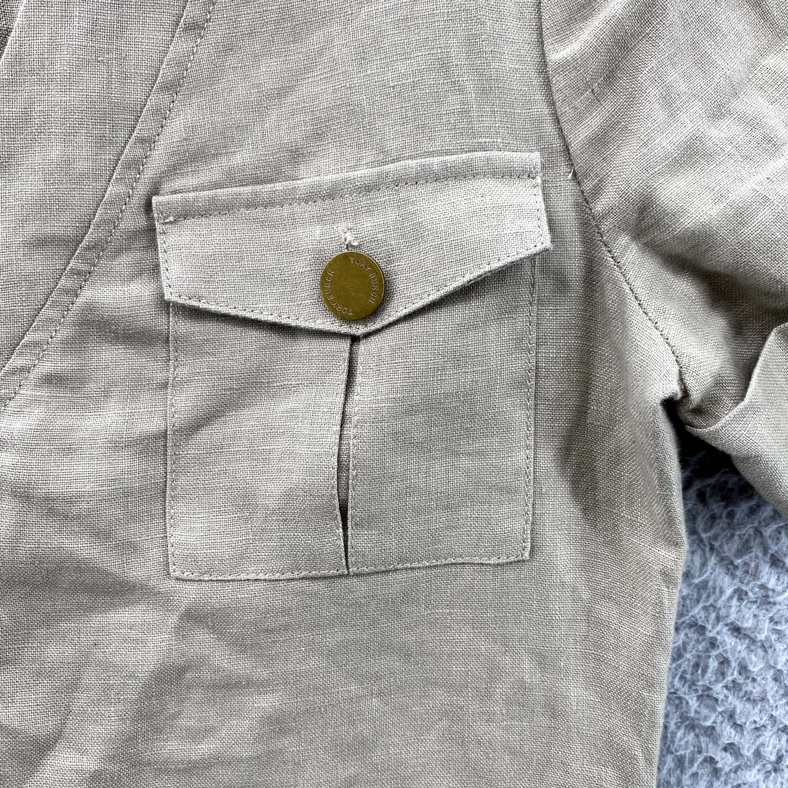 Abito Tory Burch donna 2 cachi scollo a V lino cambio classico core safari ufficio