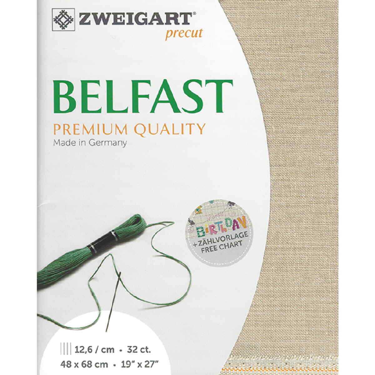 Evenweave Fabric Belfast Zweigart Precute 32 ct. 3609 100% Linen color 52 natur