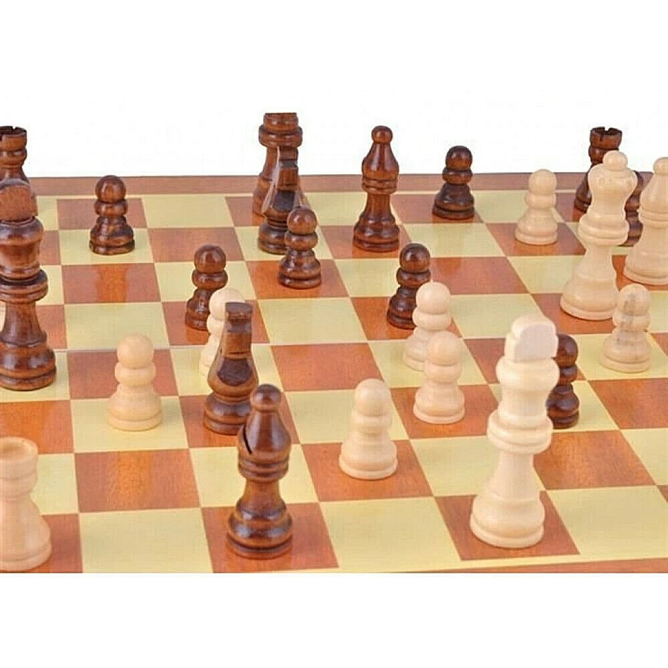 Schachspiel Holz im Koffer, Chess, Schach Reiseschach Backgammon 3 in1 Checkers - Bild 2 von 4