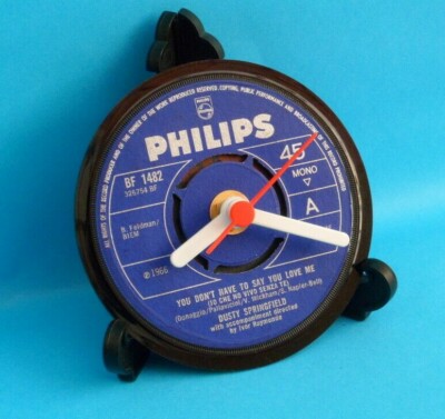 DUSTY SPRINGFIELD CLOCK Side Table Desk Top Upcycled Vinyl Record Hit Single 4''