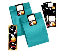 Geschenktüten + Lesezeichen + Aufkleber Mitgebsel Bowling Kindergeburtstag