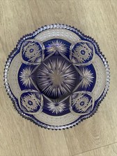 Lausitzer Bleikristall Schale Kristallschale Schüssel Obstschale Blau schwer