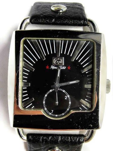 Marc Ecko Rhino E85013G1 Men's Dress Black Leather Watch Analog Quartz New Batt - 第 2/12 張圖片