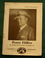 FRANZ VÖLKER -SONDERVERZEICHNIS DEUTSCHE GRAMMOPHON- 1930 SCHELLACKPLATTEN   B17