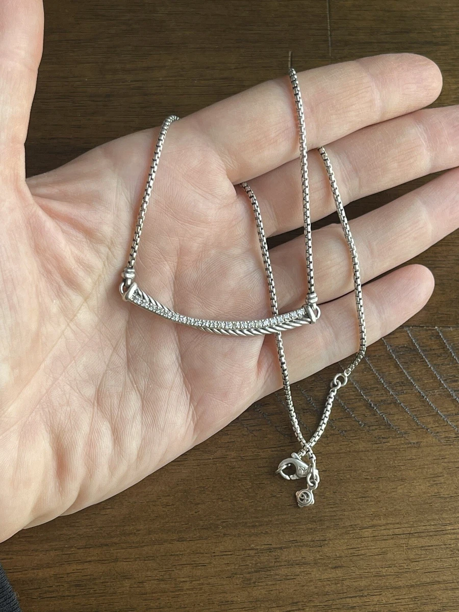 David Yurman 18k & Silver Crossover Bar Necklace New $650 | eBay