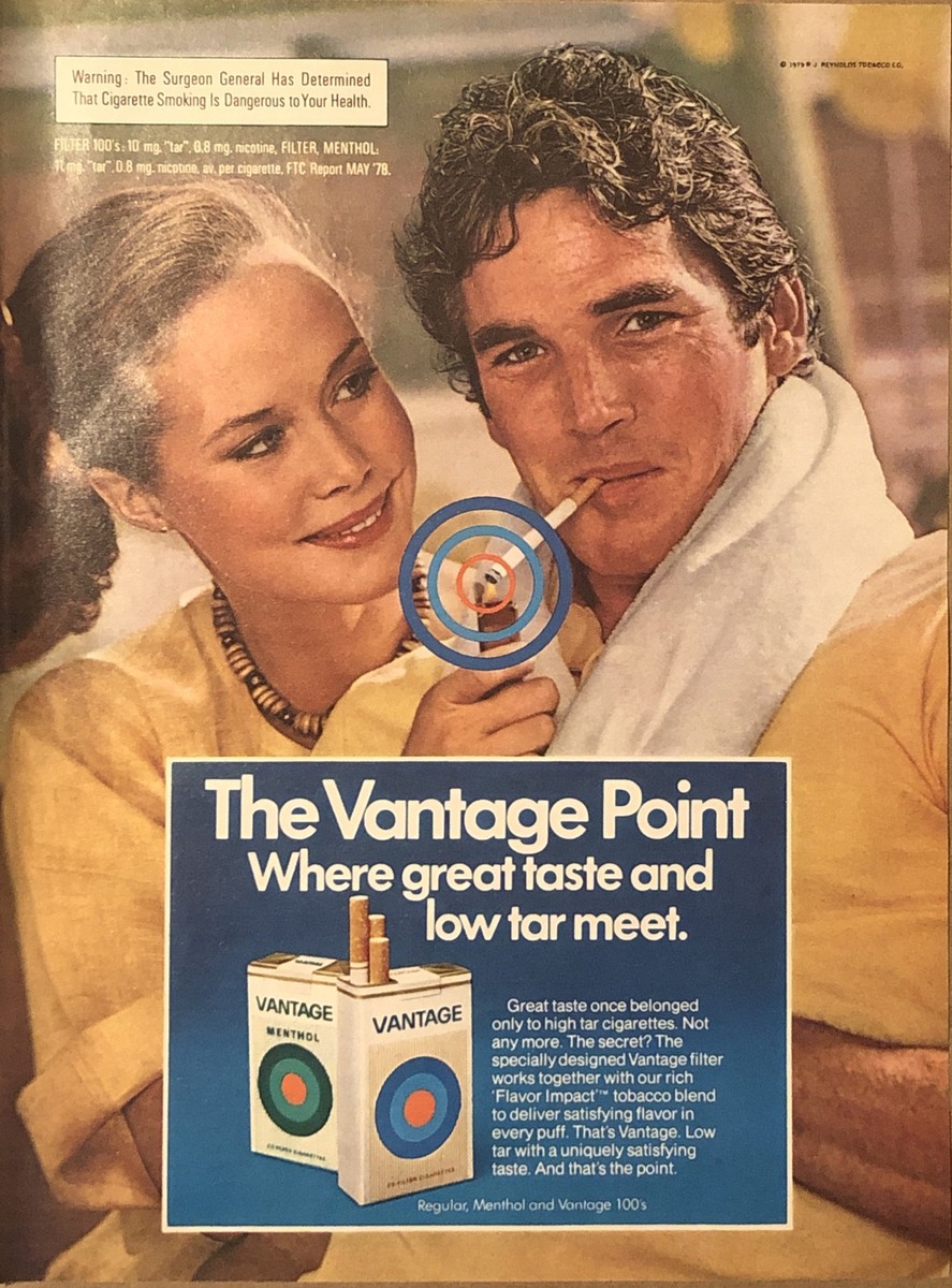 1979 Vantage Cigarettes PRINT AD Taste & Low Tar Meet - Vantage
