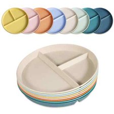 Divided Plates for Adults 8 Packs Unbreakable Portion Control Plate Sectioned