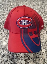 Red Reebok Montreal Canadians Baseball Cap Hat S/M NHL Face Off