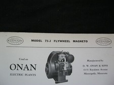 1937 EISEMANN 71-J ONAN ENGINE FLYWHEEL MAGNETO PARTS LIST & DIAGRAM