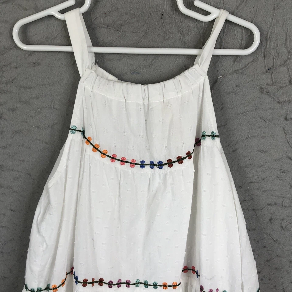 Matilda Jane Dress Girl 10 Start Fresh White Sleeveless Beach Rainbow Embroidery - Image 2 of 4
