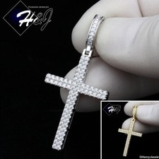 MEN 925 STERLING SILVER ICY MOISSANITE GOLD PLATED/SILVER 3D CROSS PENDANT MP522