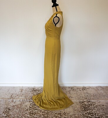 burberry prorsum green lace dress BURBERRY PRORSUM Pre-Fall 2012 Size 8 Green Silk Ruched Evening Dress Gown  – Sui Generis Designer Consignment