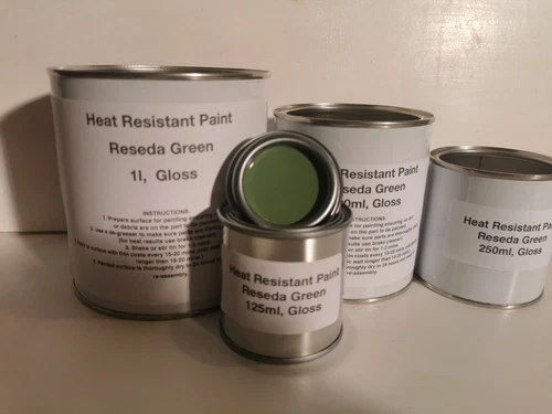 Reseda Green Heat Resistant Paint, Radiators, Vehicles, Metal Free Postage