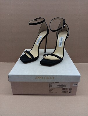 Jimmy Choo Alva 120 Suede Women's Heel Sandals- Black- Size 39(US