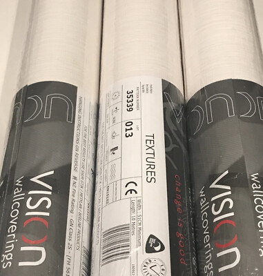 Vision Wallcoverings NEW 35339 Textures Square Off White Ready Pasted - Lot Of 3