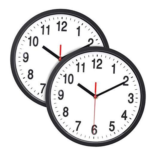 2-Pack Silent Non Ticking Wall Clock - 10 inch Quartz Battery Operated Clock