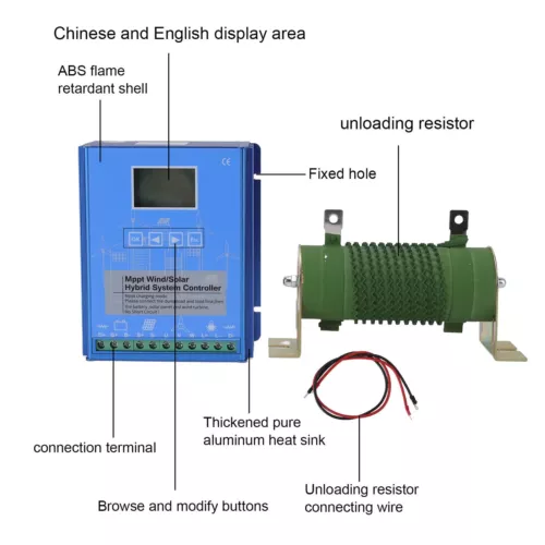 2000W 12V 24V 48V Wind Solar Hybrid MPPT Laderegler Solarregler mit Dumpload - Bild 16 von 19