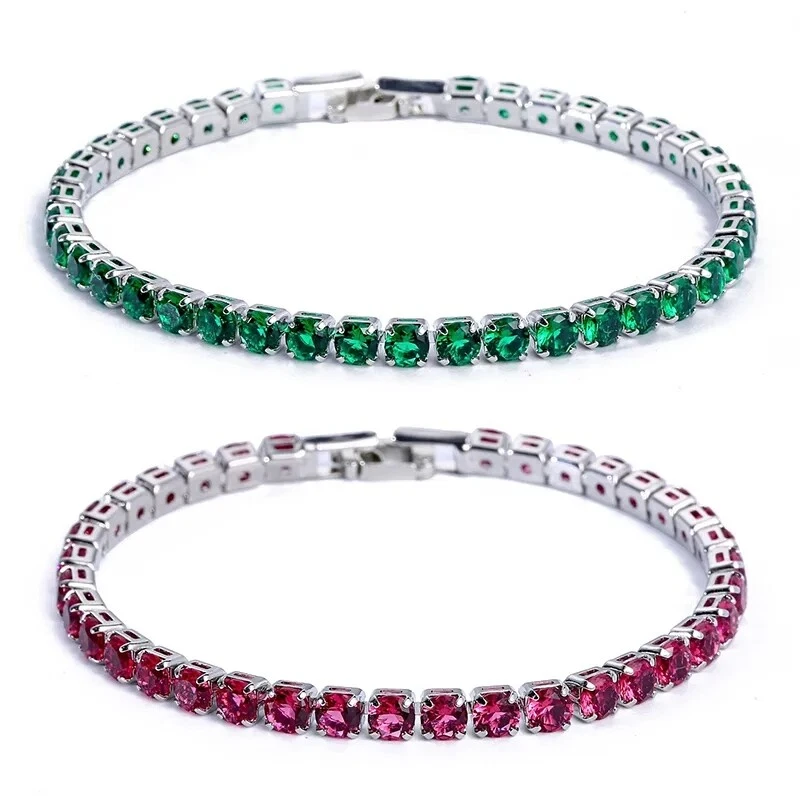 Braccialetti Tennis Zirconi Strass Bracciale 4mm Donna Uomo Elegante 17/19cm ide - Immagine 4 di 4