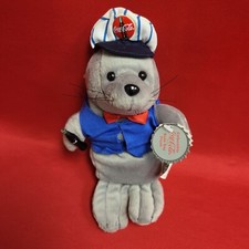 Coca Cola Seal in a Delivery Outfit Bean Bag Plush Seal Rilly Stuffed Animal Toy