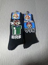 3 Pair Super Mario Socks Unisex Crew Official Licensed Nintendo Mushroom